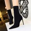 Fashion Women Fashion Simple Ankle Boots Pointed Toe Stretch Autumn Comfortable Elegant Stiletto Socks Thin High Heels Shoes