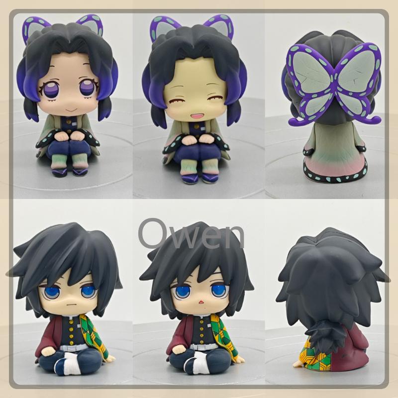 Inosuke Tanjiro Shinobu Giyu Zenitsu Muichiro Chibi Sitting Figure Demon Slayer Kimetsu No Yaiba PVC Anime Model Cute Toys Gifts