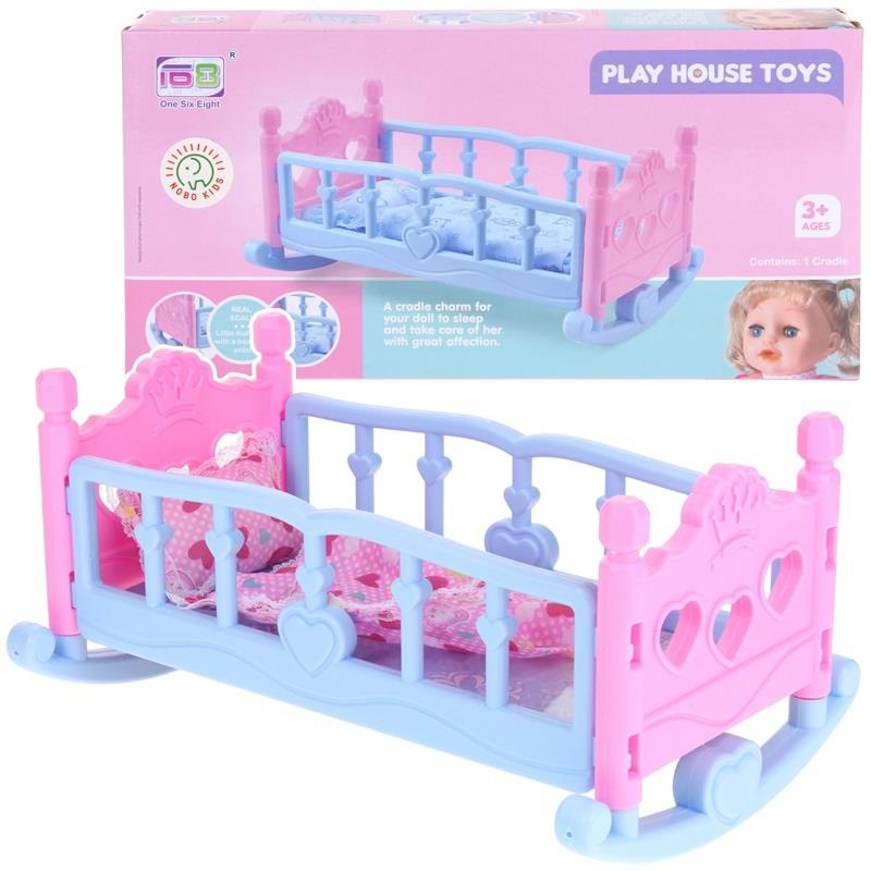 2-in-1 Doll's Cradle with Pillow and Blanket Doll Accessories