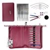 Matte Red Anodized Aluminum Circular Knitting Needles Set, 13 Pairs with Detachable Replacement Cords for Cross-Stitch Sweaters