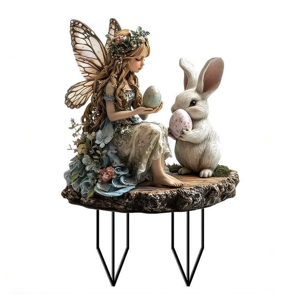 Пасхальный кролик садовый колышек акриловый пасхальный знак двора 2D плоские весенние знаки газона пасхальные колышки для газона пасхальное украшение для улицы