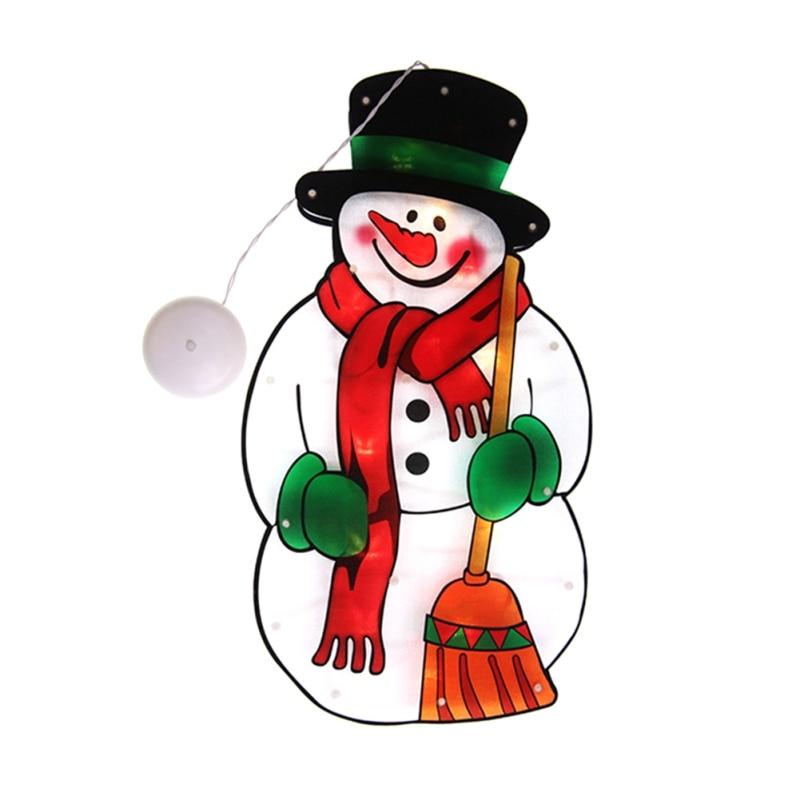 Рождественский светодиодный оконный подвесной светильник на присоске Лось Санта-Снеговик Рождественская елка Праздничная лампа Веселого Рождества светодиодные лампы для дома