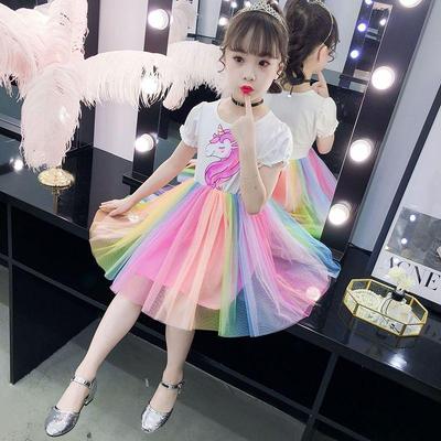 Новое летнее платье принцессы Rainbow Princess для девочек 2025 года - стильная и модная детская одежда