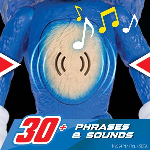 Includes Over 30 Iconic and Humorous Phrases and Sounds from the Sonic the Hedgehog 3 Ultimate Talking Sonic Figure from the Light Up Eyes and 12-inch
