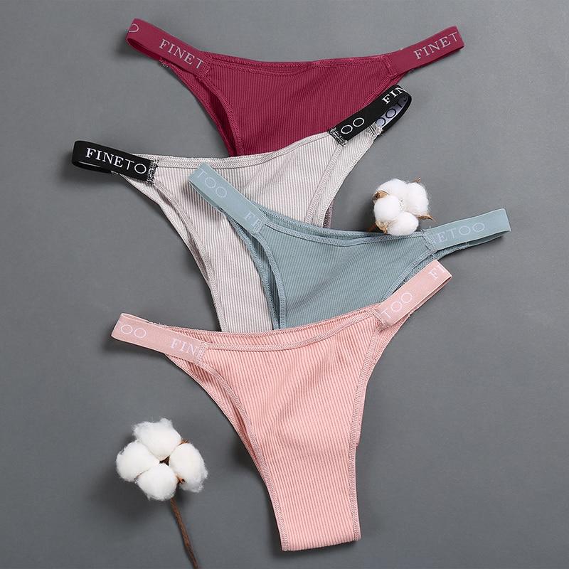 FINETOO 3PCS/Set Women's Lingerie Panties Cotton Gstring Female Underpants Sexy Letter Panties Thong Pantys Underwear Intimates