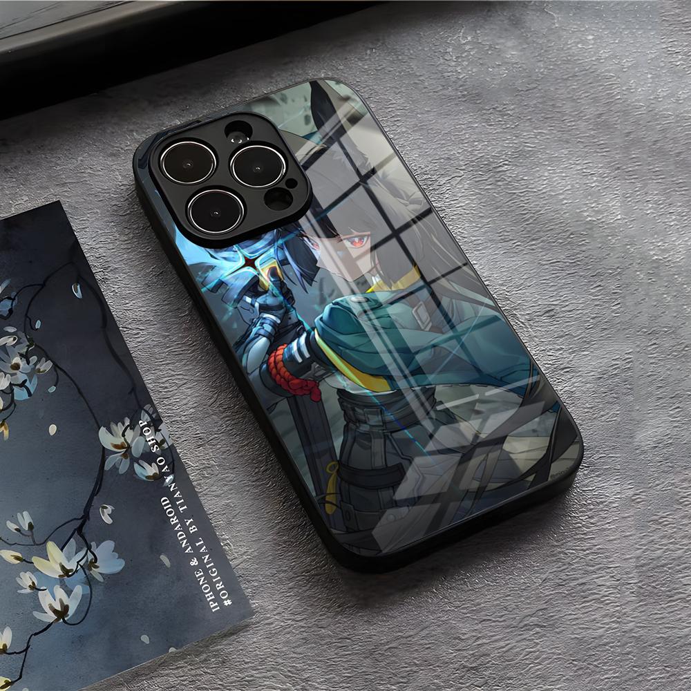 Чехол для телефона Zenless Zone Zero Miyabi для iPhone 17 Air 16 E Pro Max 15 14 13 Mini 12 Pro 11 Max Plus Черная стеклянная крышка