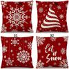 Christmas 4 Piece Throw Pillow Set Red Throw Pillow Sofa Cushion Linen Printed Cushion Bedside Cushion
