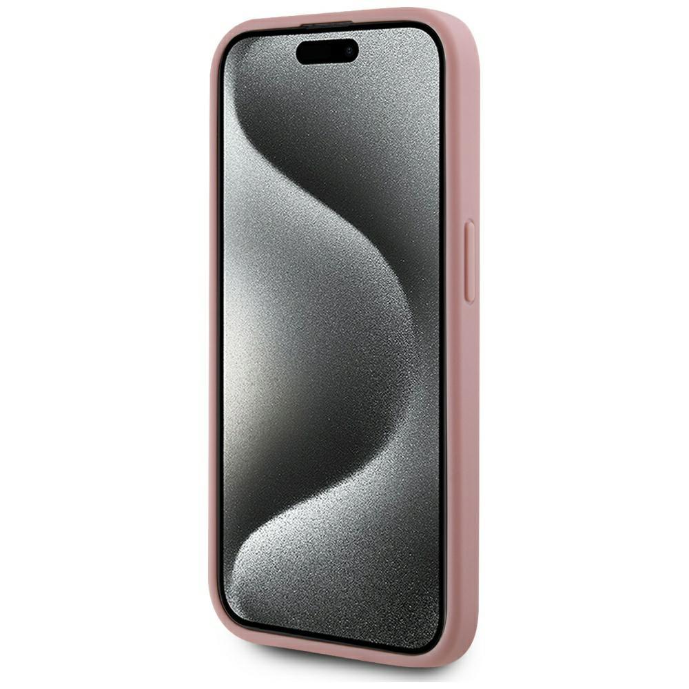 Karl Lagerfeld Wrinkled Metal Signature Case for iPhone 15 Pro Max Pink