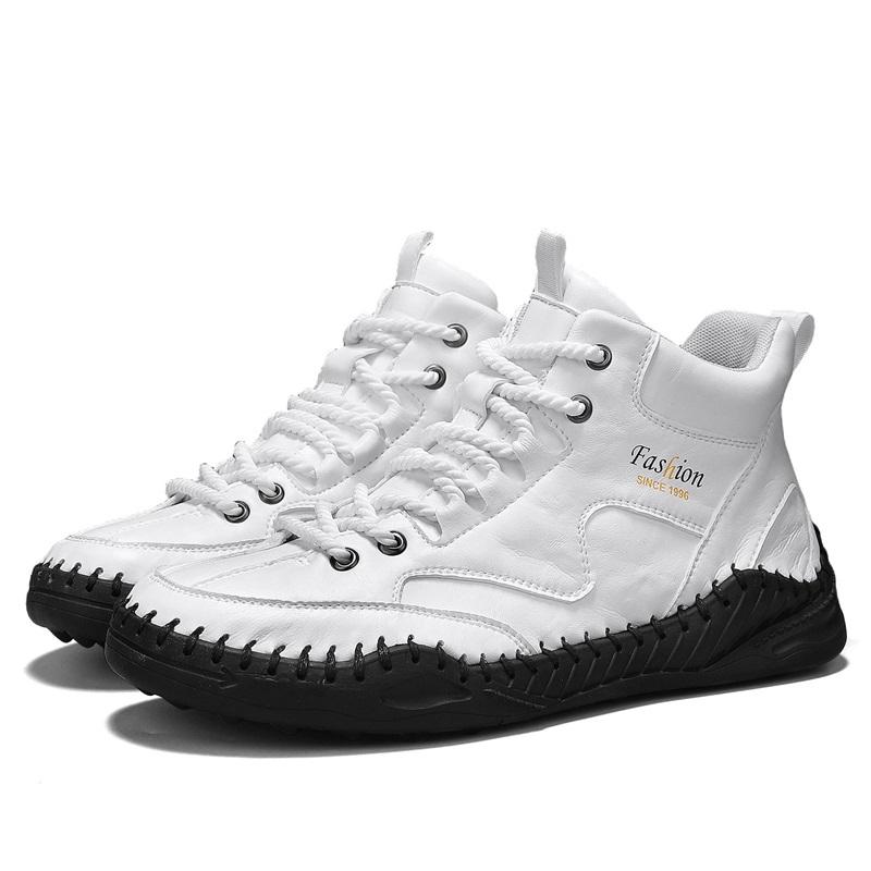 38-47 Большие размеры Мужская обувь Ручная прошивка Кожаные мужские ботинки Спилок Повседневная кожаная обувь Мужские ботильоны