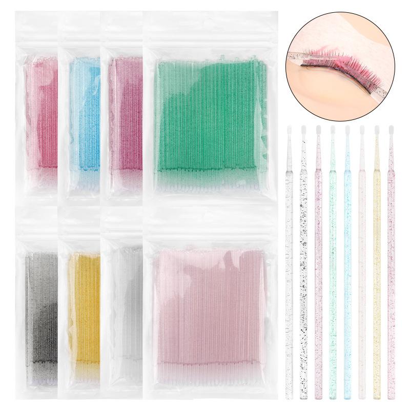 100 Pcs Disposable Crystal Microbrush Individual Lash Removing Swab Micro Brush For Women Eyelash Extension Makeup Brush Tools