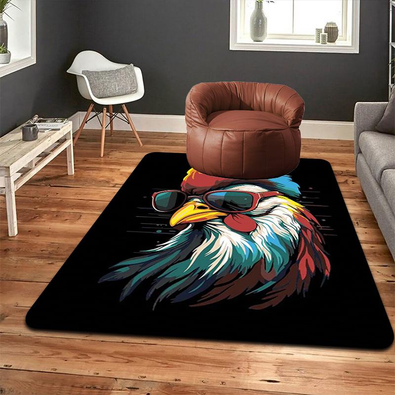 Rooster Wearing Sunglasses Rug Floor Mat for Living Room or Bedroom Soft and Comfortable Carpet a Gift for Birthday and Holiday.MFF0918217