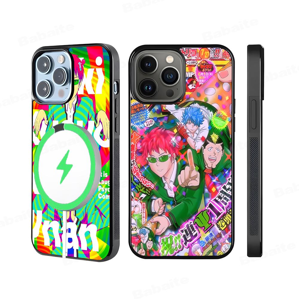 Чехол для телефона Saiki Kusuo No Psi Nan Магнитный чехол для iPhone 16 14 13 12 11 15 Pro Max Plus Для Magsafe Беспроводная зарядка Чехол