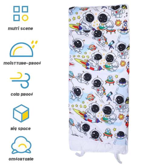 Toddler Nap Mat Soft Washable Roll-up Design Cartoon Print Kid Sleeping Mat with Removable Pillow Children Sleeping Bag