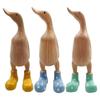 Cute Rain Boot Duck Simulation Duck Statue Yellow Green Blue Rainshoe Duck Sculpture Crafts Ornament for Home Garden Decors Yard(Right Look 1pcs)