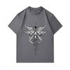 Men's 100% Cotton Crew Neck Short Sleeve T-Shirt, Seraphim Angel Wings Sacred Star Cross Print Casual Comfortable Tee for Daily Street Wear