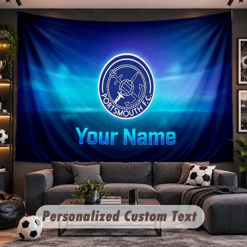 Wall Hanging Tapestry Custom NamePortsmouth FC Pattern Personalized Printed Fabric Wall Decor