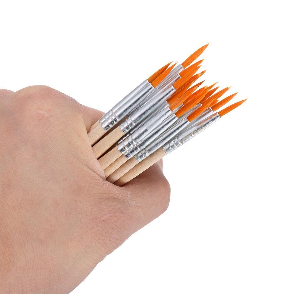 10pcs Calligraphy Wood Handle Watercolor Drawing Brush Hook Line Pen Painting Pen Paint Brushes