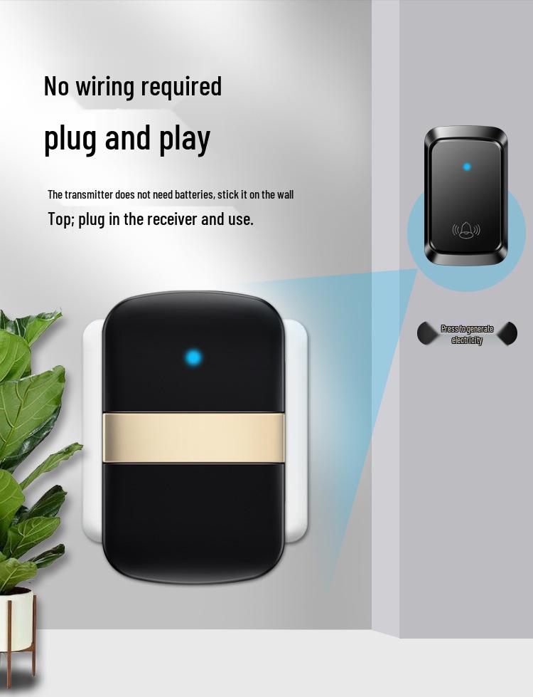 Smart Waterproof Wireless Doorbell with Long-Range Self-Powered Remote for Home and Elderly Use