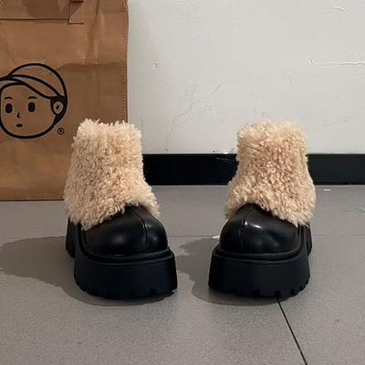 Женские мягкие эластичные зимние меховые ботинки на толстой подошве, теплые, с холодозащитной подкладкой, нескользящие, износостойкие, повседневные спортивные хлопковые ботинки