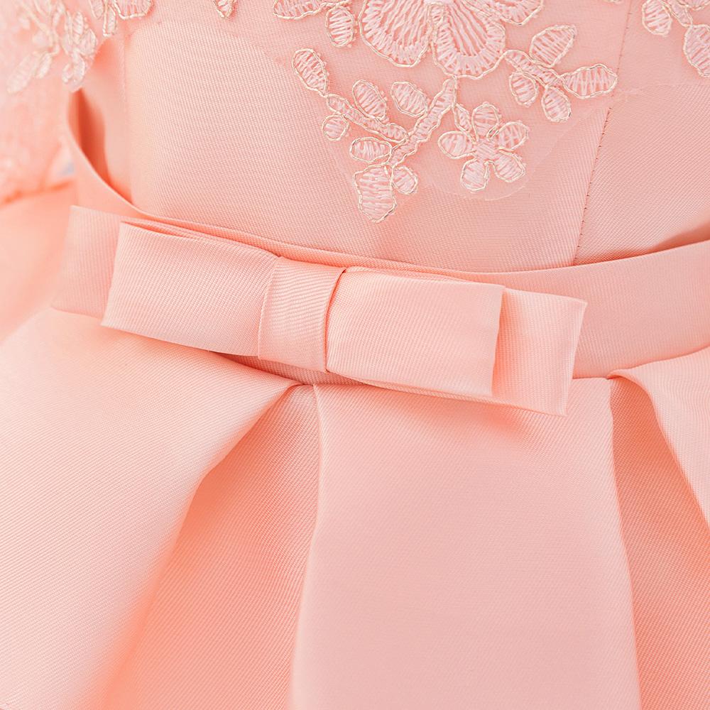 Fluffy Flower Wedding Kids Dress For Girl Elegant Pink 1st Birthday Princess Tutu Prom Party Dresses Child Bow Lace Evening Gown