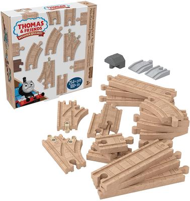Серия деревянных рельсов «Паровозик Томас» (Томас) Создайте свой собственный курс Набор прямых и изогнутых расширительных рельсов [Возраст от 3 лет] [30 штук] HDX06