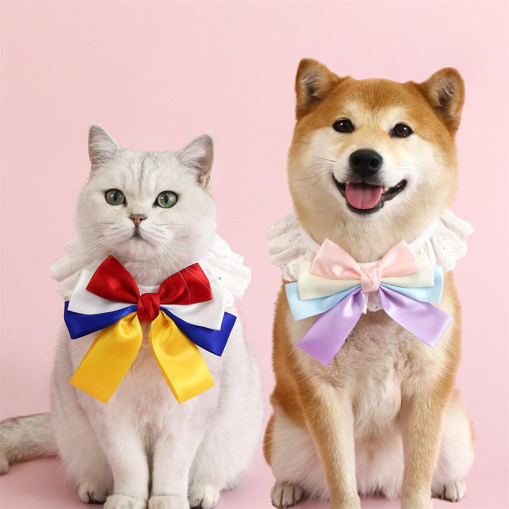 Кружевной ошейник-бантик для кошек и собак, модный галстук, праздничный галстук для домашних животных, костюмный ошейник, регулируемый галстук для домашних животных