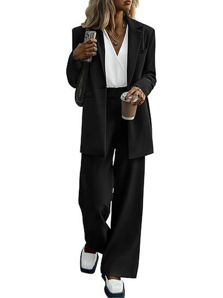 Мода осень/зима 2025 для женщин: Элегантный однотонный костюм с брюками