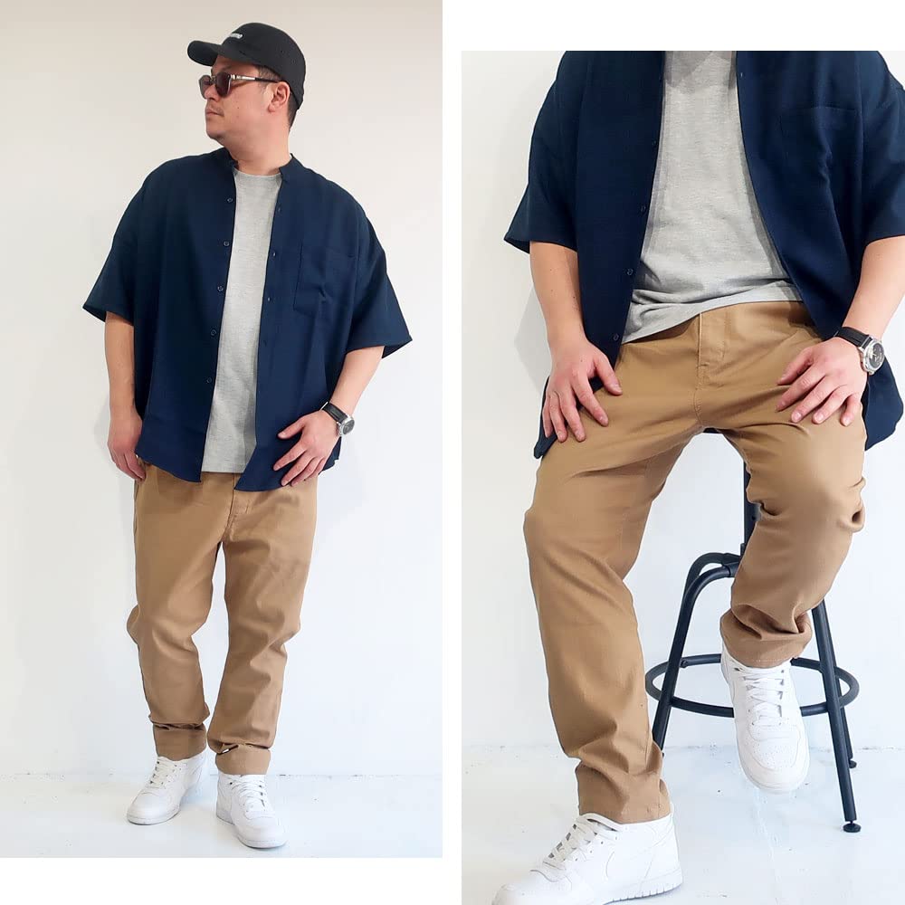 Мужские эластичные брюки чинос большого размера, джинсовые брюки на резинке, размеры 2XL, 3XL, 4XL и 5XL, Королевский размер (4л, БЕЖЕВЫЙ)