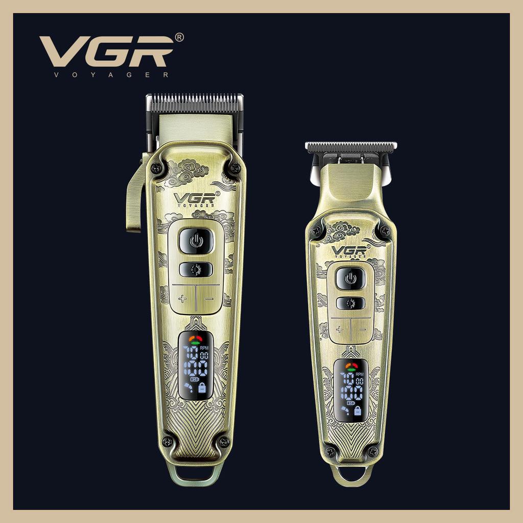 New VGR High-end Men's Hair Clipper with Retro Metal Body, Professional Hair Trimmer with LCD Digital Display and Push Shear Home Razor Shaver V-643