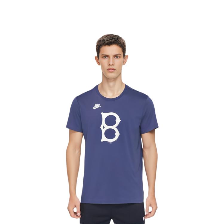 Nike Футболка с коротким рукавом и круглым вырезом с логотипом и надписью X MLB Collaboration, мужские топы, синяя N1994EWKB-UTY