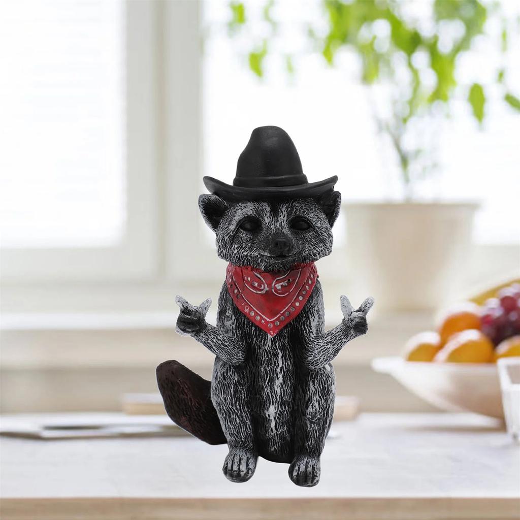 Фигурка енота Забавная Реалистичная Декоративная из смолы Статуэтка дикого животного Украшение для стола Книжной полки Каминной полки