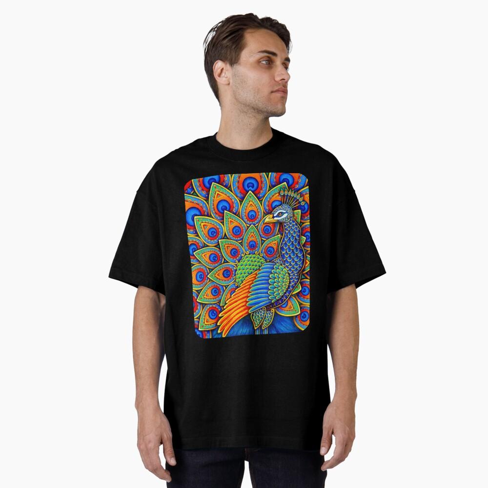 Colorful Paisley Peacock Rainbow Bird Casual TShirt Mens and Womens Luxury Brand Top