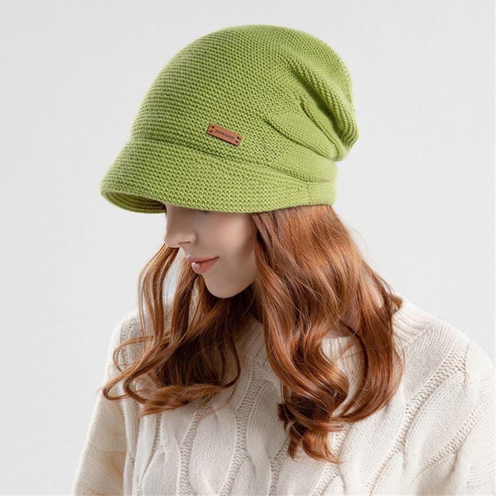 Soft Plush Beanies Short Brim Bonnet Fashion Knitted Hat Women Girl