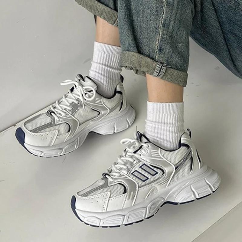 Роскошные брендовые женские кроссовки с толстой подошвой, теннисные туфли, женские кроссовки на шнуровке, женские кроссовки Mash Breathable Sneakers tenis de mujer