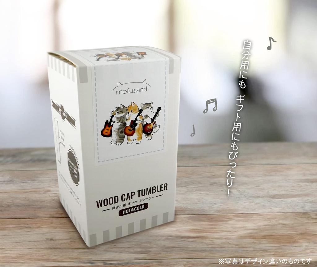 Toa Metal Mofusand Stainless Steel Tumbler with Wooden Lid 350ml Home Work Nyan] 53-2095 Beige