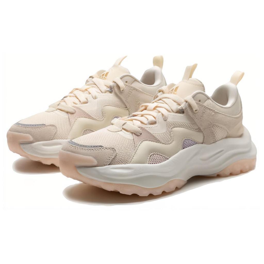 Adidas Maxxwavy Cushioning Retro Fabric Shock Absorption Breathable Resilient Low-Top Running Shoes Women Sneakers Beige IE3460