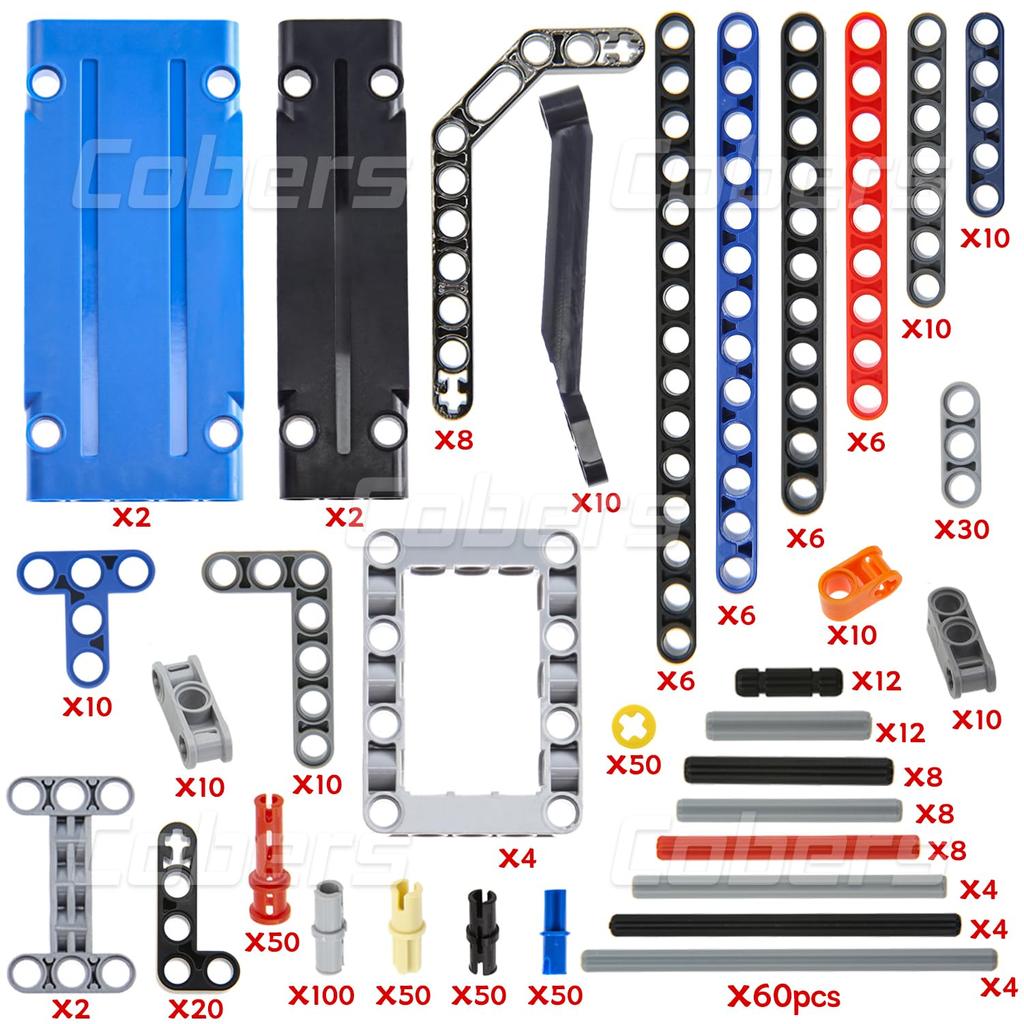 580 деталей Technic, включая оси, штифты, балки, рычаги, панели, рамы, совместимые с конструкторами и моторами основных брендов