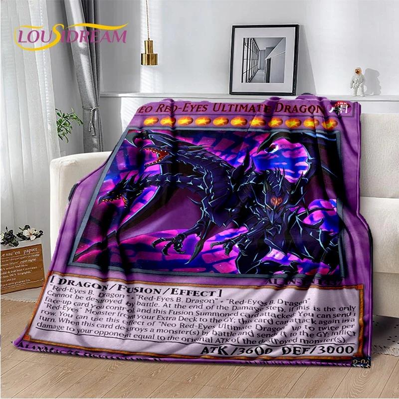 2025 New Yu-Gi-Oh Blue Eyes Dragon Monster Gold Card Cartoon Game Soft Blanket,Soft Throw Blanket for Home Bedroom Bed Sofa Gift