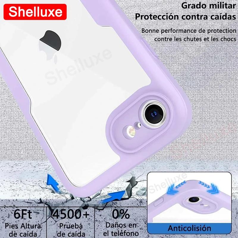 360 Полная защита корпуса Прозрачный чехол Shelluxe Передний+Задний Для iPhone SE SE2 SE3 7 8 Для iPhone7 iPhone8 iPhoneSE Силиконовый Двусторонний чехол