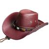 Solid Color Western Cowboy Hats Faux Leather Dress Hats High Quality Jazz Cap  Unisex
