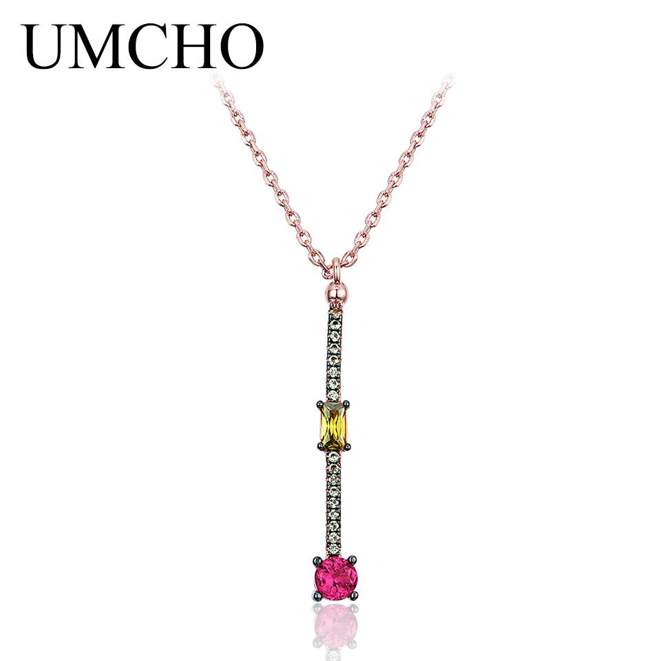 Umcho Создано нано цитриновое рубиновое ожерелье с подвеской, твердое ожерелье из стерлингового серебра 925 пробы для женщин, офисные украшения, высокое качество