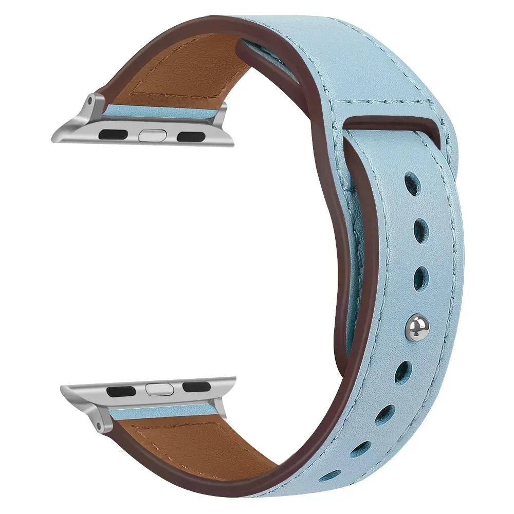 Кожаный ремешок для Apple, ремешок для часов 44 мм, 45 мм, 41 мм, 40 мм, 49 мм, 42 мм, 38 мм, 45, 44 мм, браслет Correa iWatch series 3, 4, 6 SE, 7, 8, ультра