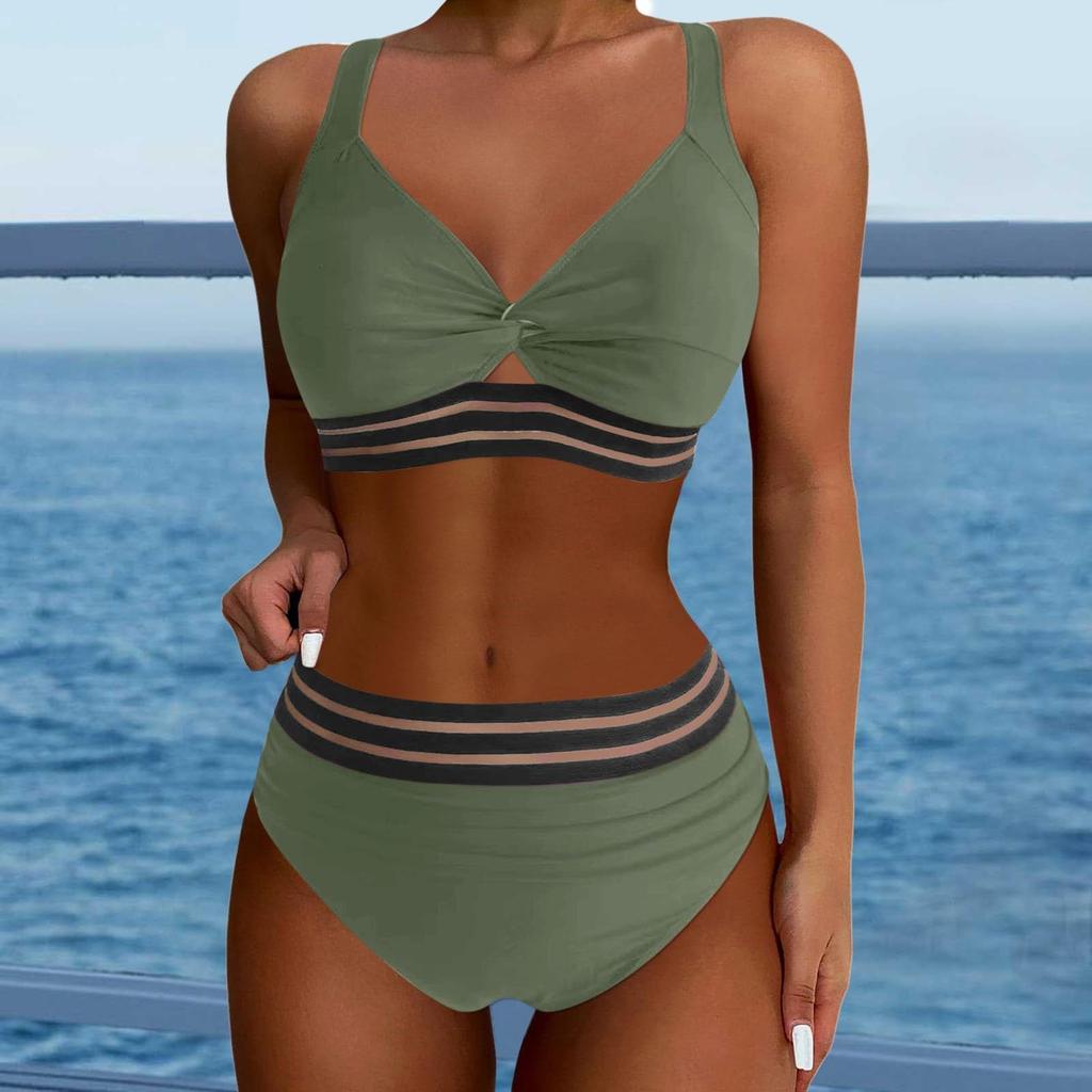 Женский раздельный модный бикини однотонный сексуальный с бюстгальтером без стального бюстгальтера купальник