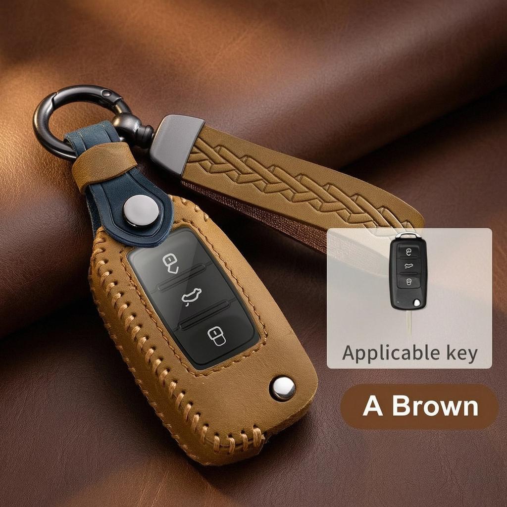 Leather Key Fob Case For Volkswagen VW Golf 4 5 6 8 Polo Passat B7 B8 Tiguan Jetta Passat ID.3 ID.4 Key Cover Protector Shell