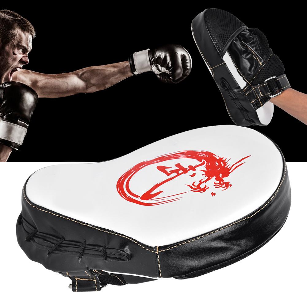 PU Leather Curved Boxing Hand Target Mitt Punching Pad Kickboxing Thai Training Fitness