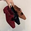 Женская обувь на распродаже Модные женские туфли-лодочки с пряжкой Осенние туфли-лодочки из замши с квадратным носком Однотонные туфли на блочном каблуке Неглубокие офисные женские туфли