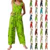 Womens Casual Overalls Jumpsuits Adjustable Straps Sleeveless Christmas Print Comfy Rompers With Pocket