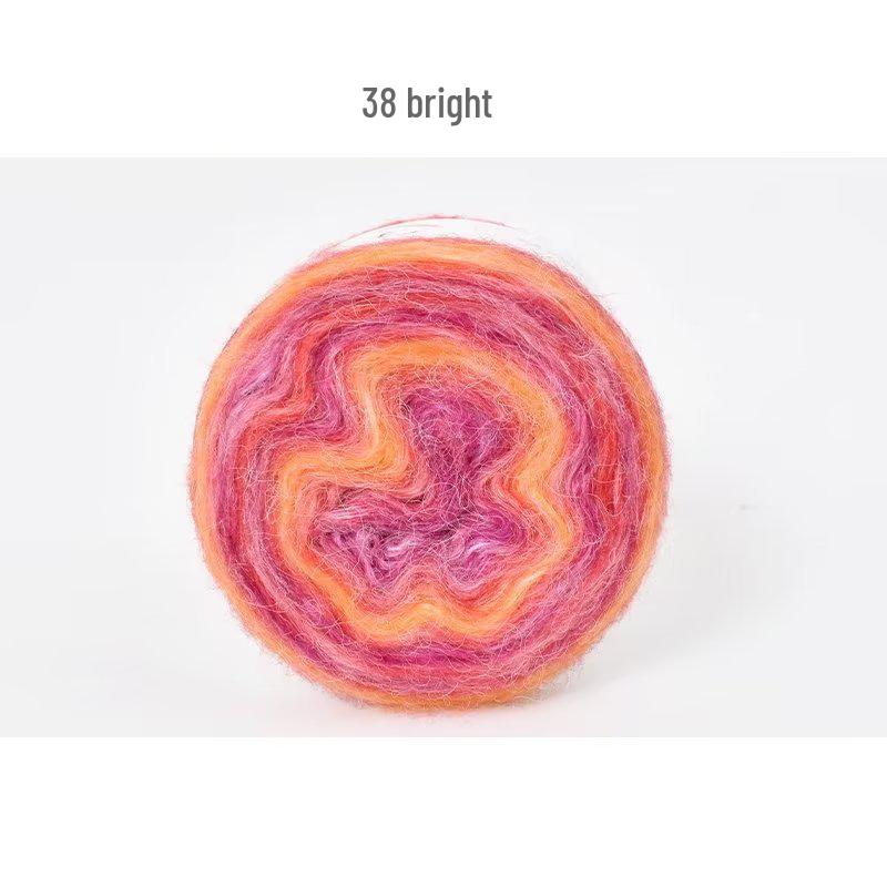 Пряжа из мохера ручной окраски с градиентным радужным переходом - Пушистая, мягкая и идеально подходит для вязания и DIY-проектов.