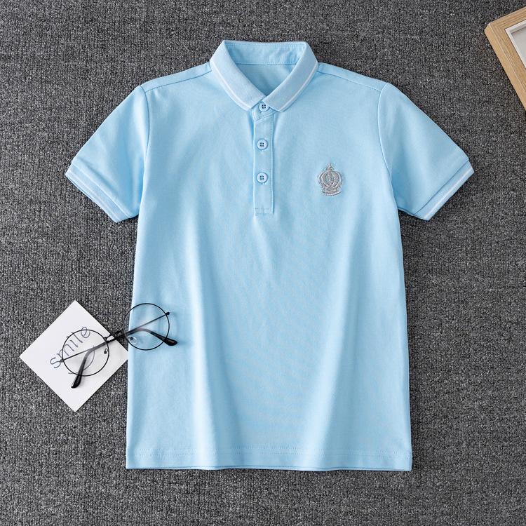 Летняя детская хлопковая рубашка-поло с коротким рукавом 2023 г. — школьная форма в корейском стиле