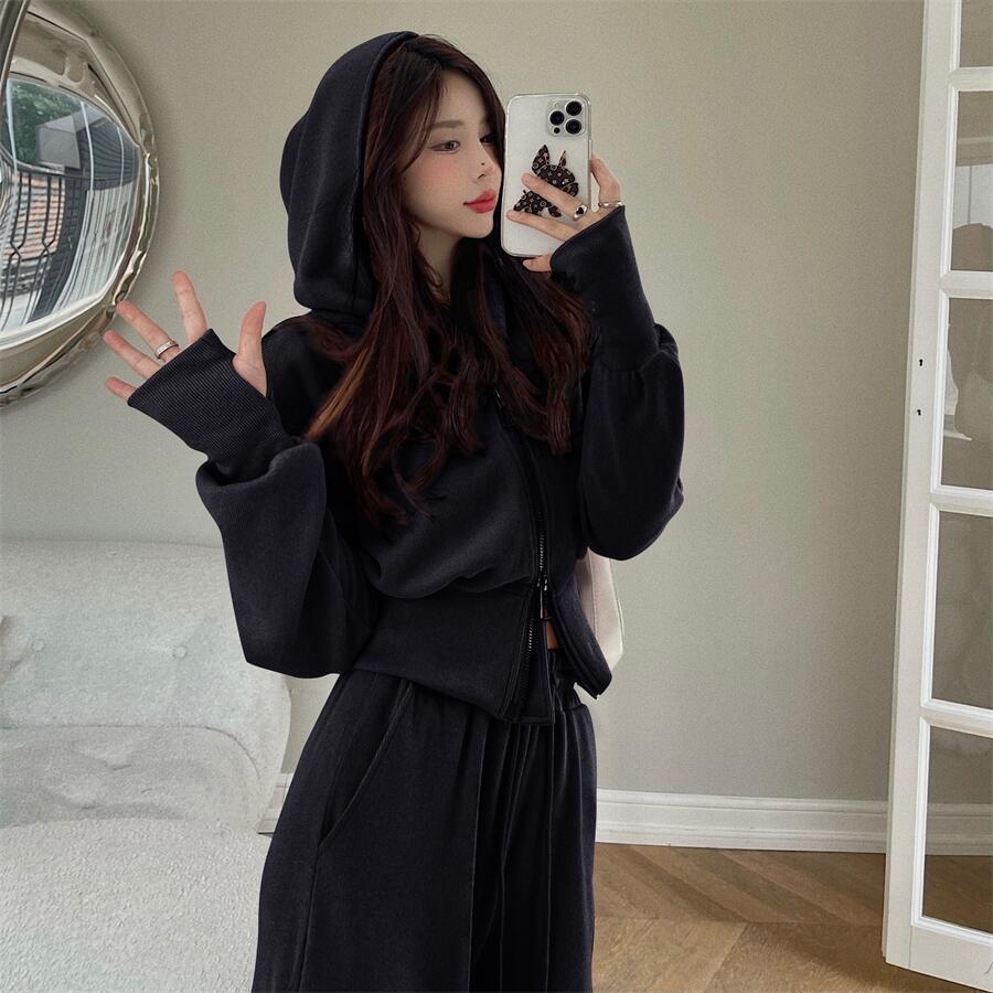 Women's 2025 Spring/Autumn Hooded Sweatshirt & Casual Trousers Two-Piece Set